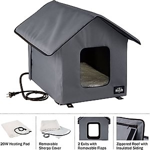 Pet Adobe Heated Cat House, Gray