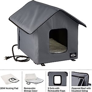 Pet Adobe Heated Cat House, Gray