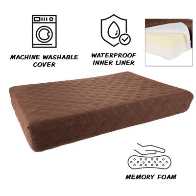 Show full view: Pet Adobe Memory Foam Waterproof Covered Dog Bed, Brown, Medium slide 3 of 9