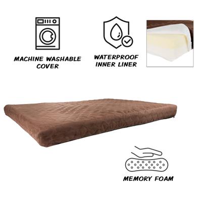 Show full view: Pet Adobe Memory Foam Waterproof Covered Dog Bed, Brown, X-Large slide 3 of 9
