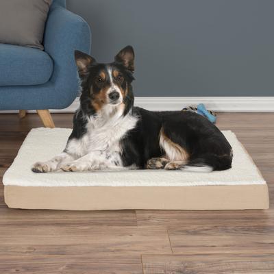 Show full view: Pet Adobe Memory Orthopedic Foam Bolster Dog Bed with Removable Cover, Large, Tan slide 7 of 9