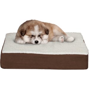 Pet Adobe Memory Orthopedic Foam Bolster Dog Bed with Removable Cover, Small, Brown