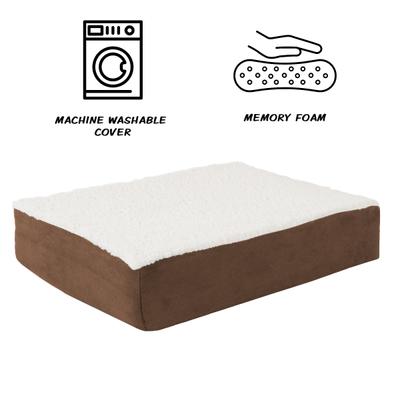 Show full view: Pet Adobe Memory Orthopedic Foam Bolster Dog Bed with Removable Cover, Small, Brown slide 3 of 8