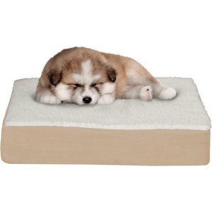 Pet Adobe Memory Orthopedic Foam Bolster Dog Bed with Removable Cover, Small, Tan