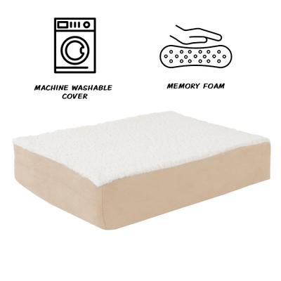 Show full view: Pet Adobe Memory Orthopedic Foam Bolster Dog Bed with Removable Cover, Small, Tan slide 3 of 8