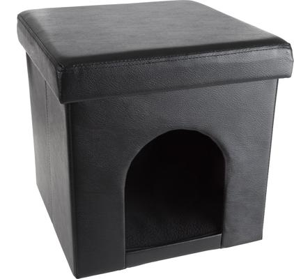 Show full view: Pet Adobe Faux-Leather Ottoman Dog & Cat House, Black slide 6 of 8