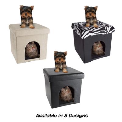 Show full view: Pet Adobe Faux-Leather Ottoman Dog & Cat House, Black slide 7 of 8