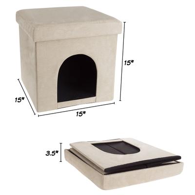Show full view: Pet Adobe Microsuede Ottoman Dog & Cat House, Tan slide 2 of 6