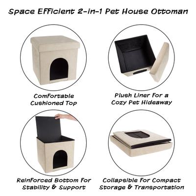 Show full view: Pet Adobe Microsuede Ottoman Dog & Cat House, Tan slide 3 of 6