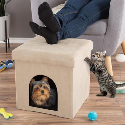 Show full view: Pet Adobe Microsuede Ottoman Dog & Cat House, Tan slide 4 of 6