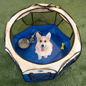 Pet Adobe Portable Pop-Up Dog & Cat Playpen, Blue, Medium