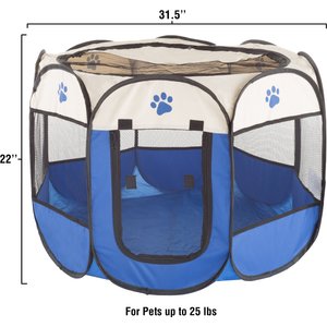 Pet Adobe Portable Pop-Up Dog & Cat Playpen, Blue, Medium