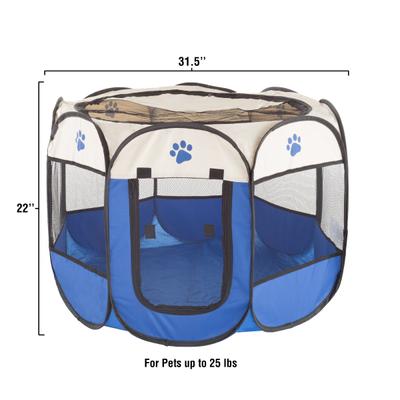 Show full view: Pet Adobe Portable Pop-Up Dog & Cat Playpen, Blue, Medium slide 2 of 8