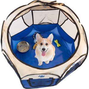 Pet Adobe Portable Pop-Up Dog & Cat Playpen, Blue, Medium