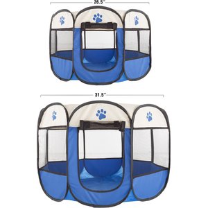 Pet Adobe Portable Pop-Up Dog & Cat Playpen, Blue, Medium