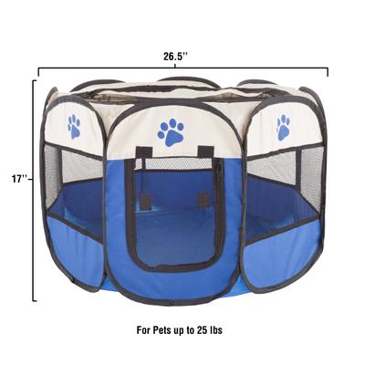 Show full view: Pet Adobe Portable Pop-Up Dog & Cat Playpen, Blue, Small slide 2 of 7