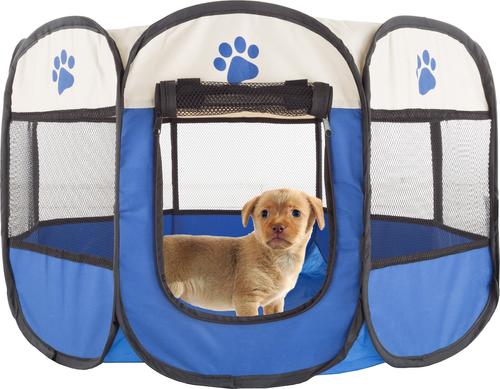 Show full view: Pet Adobe Portable Pop-Up Dog & Cat Playpen, Blue, Small slide 4 of 7