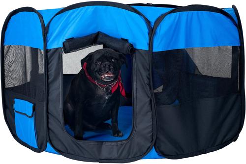 Show full view: Pet Adobe Portable Pop-Up Dog & Cat Playpen, Blue, X-Large slide 2 of 5