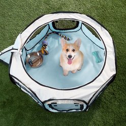 Pet Adobe Portable Pop-Up Dog & Cat Playpen, Light Blue, Large