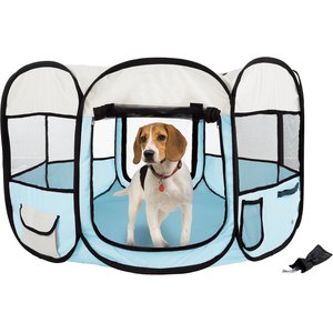 Pet Adobe Portable Pop-Up Dog & Cat Playpen, Light Blue, X-Large