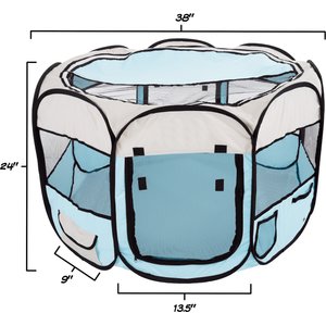 Pet Adobe Portable Pop-Up Dog & Cat Playpen, Light Blue, X-Large