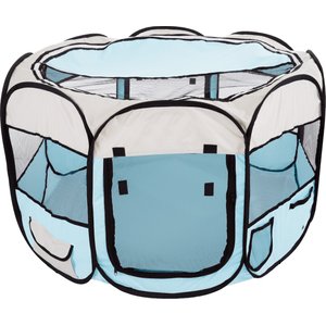 Pet Adobe Portable Pop-Up Dog & Cat Playpen, Light Blue, X-Large