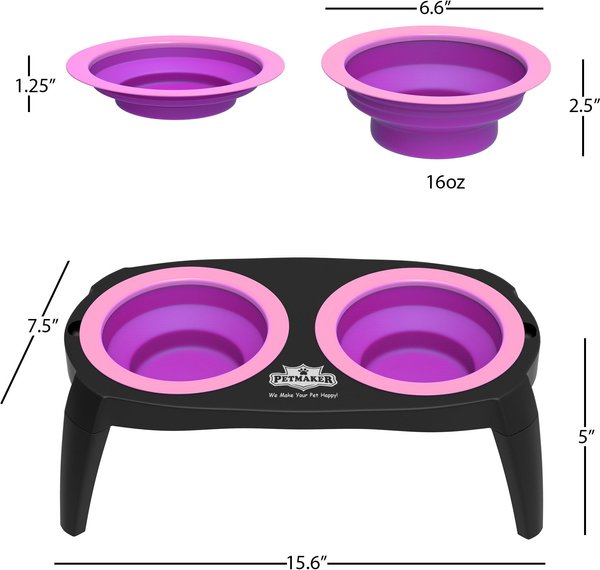 Show full view: Pet Adobe Raised Dog & Cat Bowl Stand, Pink slide 4 of 5