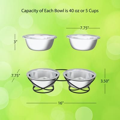 Show full view: Pet Adobe Stainless Steel Elevated Dog & Cat Bowls, 2 count slide 3 of 6