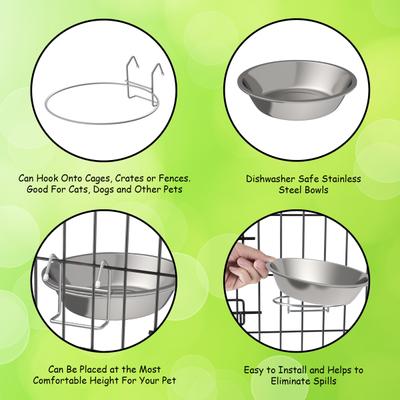 Show full view: Pet Adobe Stainless-Steel Hanging Dog & Cat Bowl Set slide 4 of 4
