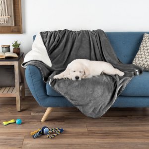 Pet Adobe Waterproof Fuzzy Throw Blanket, Dark Gray, Large
