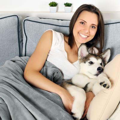 Show full view: Pet Adobe Waterproof Fuzzy Throw Blanket, Gray, Large slide 5 of 9