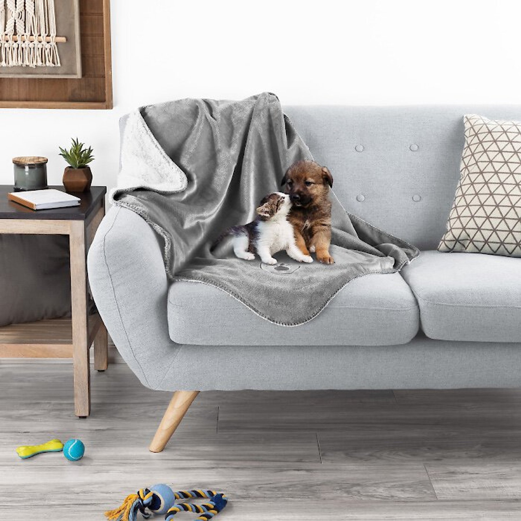 Pet Adobe Waterproof Fuzzy Throw Blanket, Gray, Medium