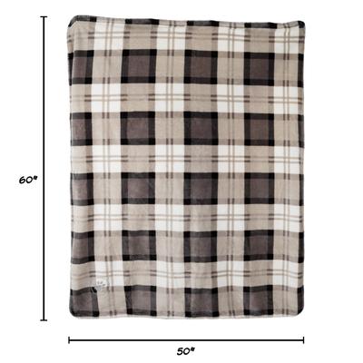 Show full view: Pet Adobe Waterproof Fuzzy Throw Blanket, Gray Plaid, Large slide 2 of 9