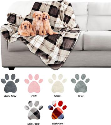 Show full view: Pet Adobe Waterproof Fuzzy Throw Blanket, Gray Plaid, Large slide 6 of 9