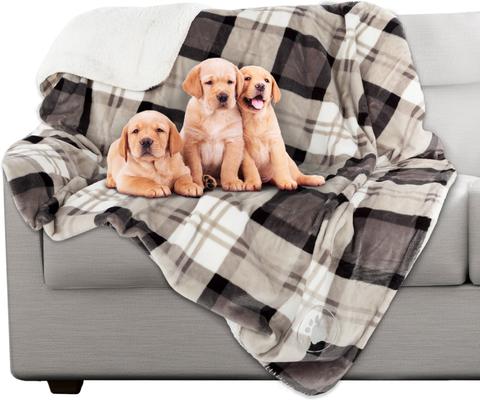 Show full view: Pet Adobe Waterproof Fuzzy Throw Blanket, Gray Plaid, Large slide 7 of 9