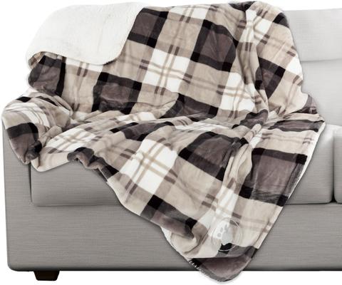 Show full view: Pet Adobe Waterproof Fuzzy Throw Blanket, Gray Plaid, Large slide 8 of 9