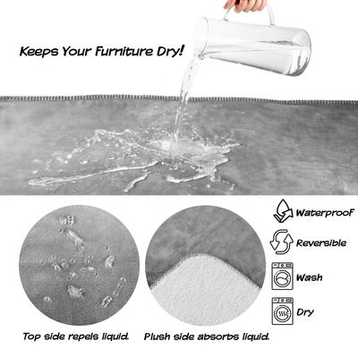 Show full view: Pet Adobe Waterproof Fuzzy Throw Blanket, Gray, X-Large slide 3 of 9