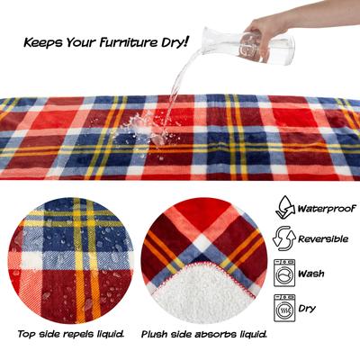 Show full view: Pet Adobe Waterproof Fuzzy Throw Blanket, Red Plaid, Large slide 3 of 9