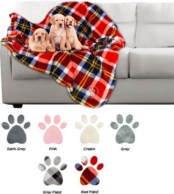 Show full view: Pet Adobe Waterproof Fuzzy Throw Blanket, Red Plaid, Large slide 6 of 9