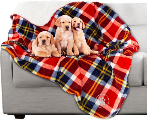 Show full view: Pet Adobe Waterproof Fuzzy Throw Blanket, Red Plaid, Large slide 7 of 9