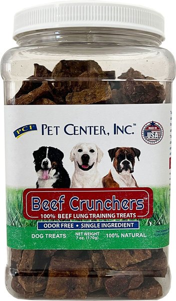 Pet Center Beef Crunchers Lung Training Dog Treats, 7-oz canister