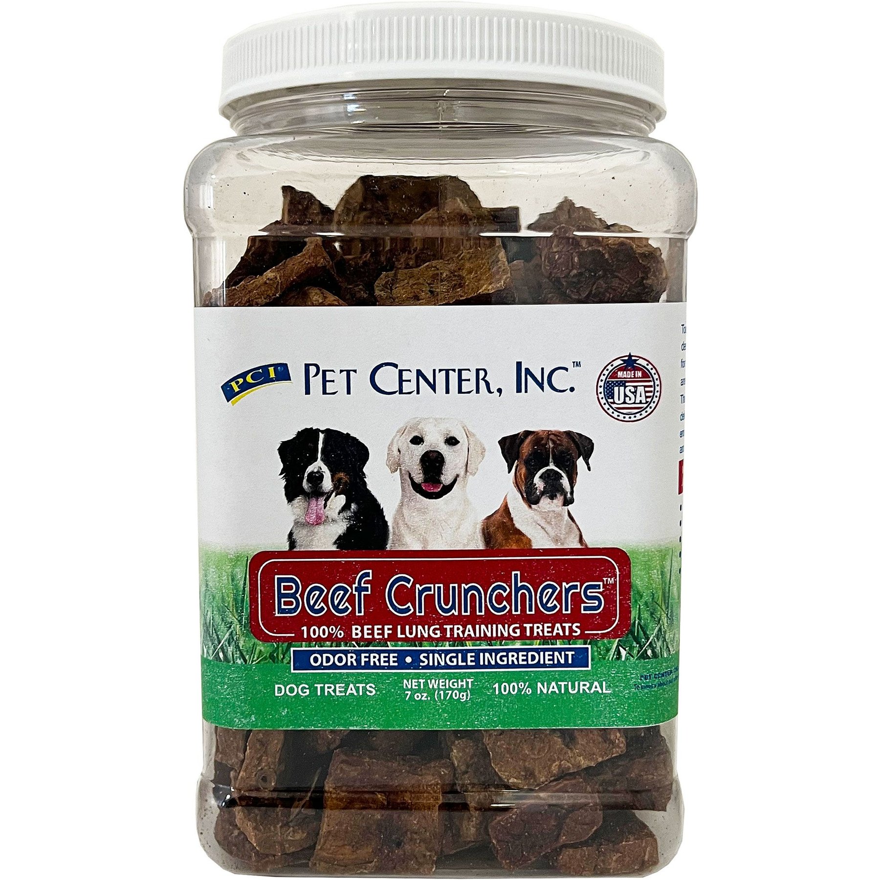 Pet Center Beef Crunchers Lung Training Dog Treats, 7-oz canister