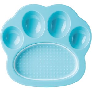 Pet Dream House PAW Mini 2-in-1 Cat & Dog Slow Feeder & Lick Pad, Small, Blue