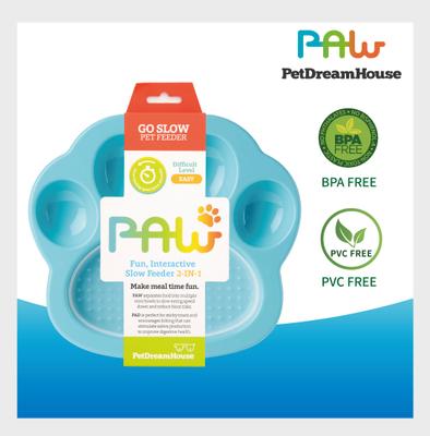 Show full view: Pet Dream House PAW Mini 2-in-1 Cat & Dog Slow Feeder & Lick Pad, Small, Blue slide 3 of 11