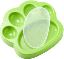 Pet Dream House PAW Mini 2-in-1 Cat & Dog Slow Feeder & Lick Pad, Small, Green