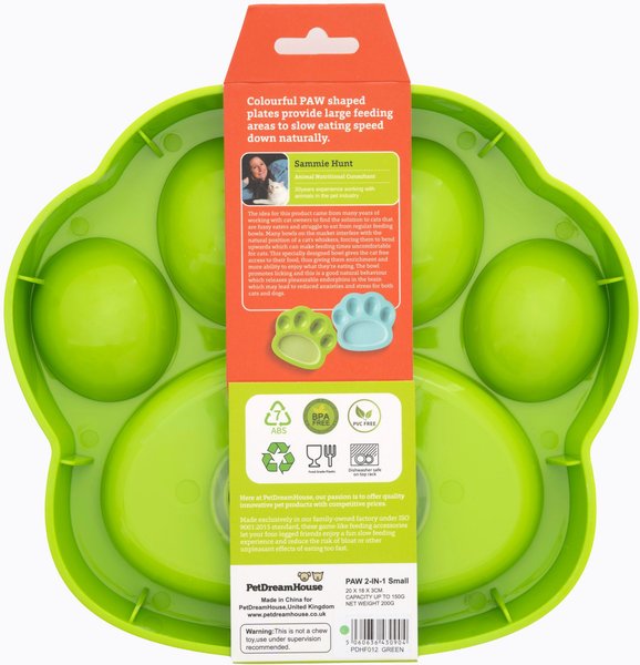 Pet Dream House PAW Mini 2-in-1 Cat & Dog Slow Feeder & Lick Pad, Small