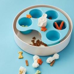 Pet Dream House SPIN Medium Level Palette Non-Skid Plastic Interactive Slow Feeder Dog Bowl, Blue slide 2 of 7