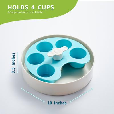 Show full view: Pet Dream House SPIN Medium Level Palette Non-Skid Plastic Interactive Slow Feeder Dog Bowl, Blue slide 3 of 8