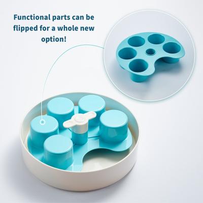 Show full view: Pet Dream House SPIN Medium Level Palette Non-Skid Plastic Interactive Slow Feeder Dog Bowl, Blue slide 4 of 8