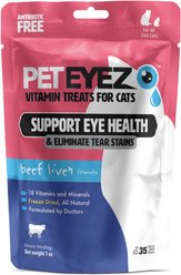 Pet Eyez Beef Liver Freeze-Dried Vision & Tear Stain Treats for Cats, 35 count